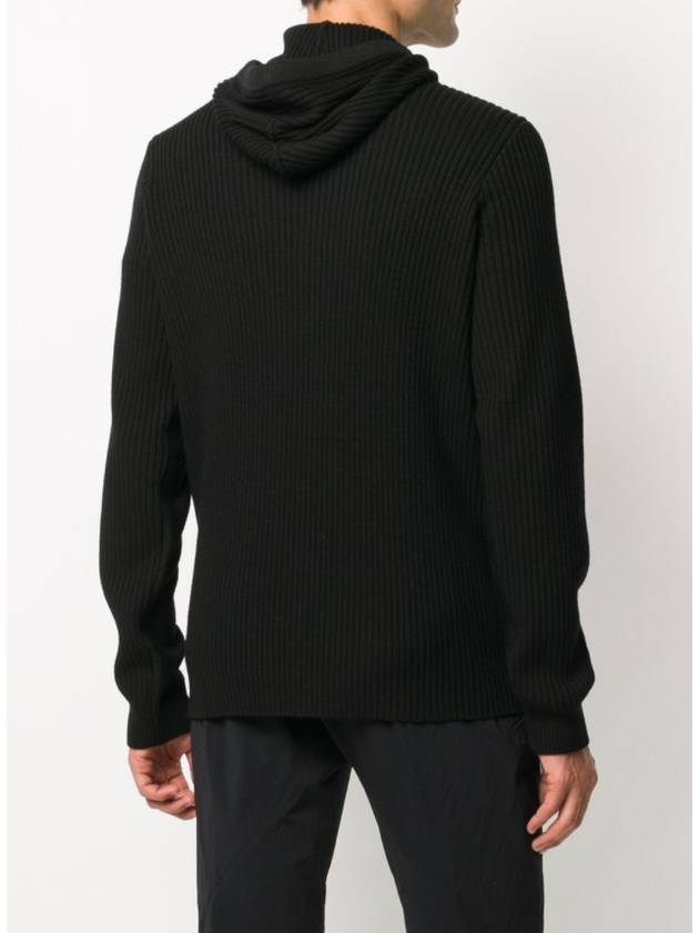 Men's Shadow Project Wappen Patch Hooded Ribbed Knit Top Black - STONE ISLAND - BALAAN 5
