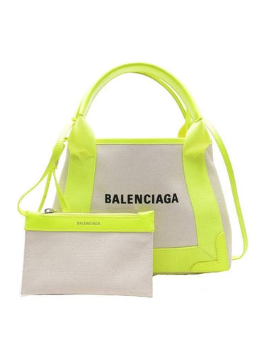 Navy Cabas XS Tote Bag Fluo Yellow - BALENCIAGA - BALAAN 1