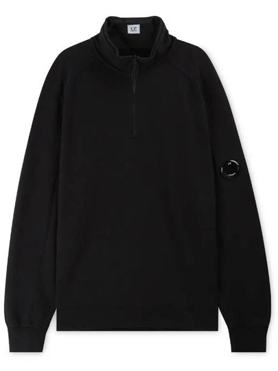 Men's Lens Wappen Fleece Half Zip Up Sweatshirt Black - CP COMPANY - BALAAN 2