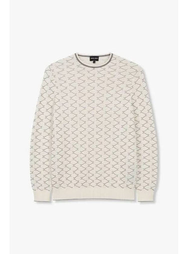 Men s Rhombus Pattern Roll Neck Pullover Cream - GIORGIO ARMANI - BALAAN 1