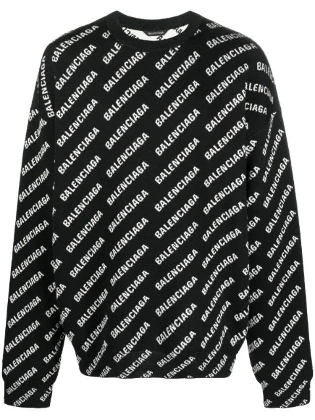 BALENCIAGA All Over Intarsia Logo Knit Top Black Up to 80 Off at BALAAN