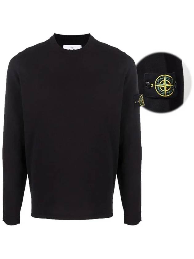 Wappen Patch Crew Neck Knit Top Navy - STONE ISLAND - BALAAN 3