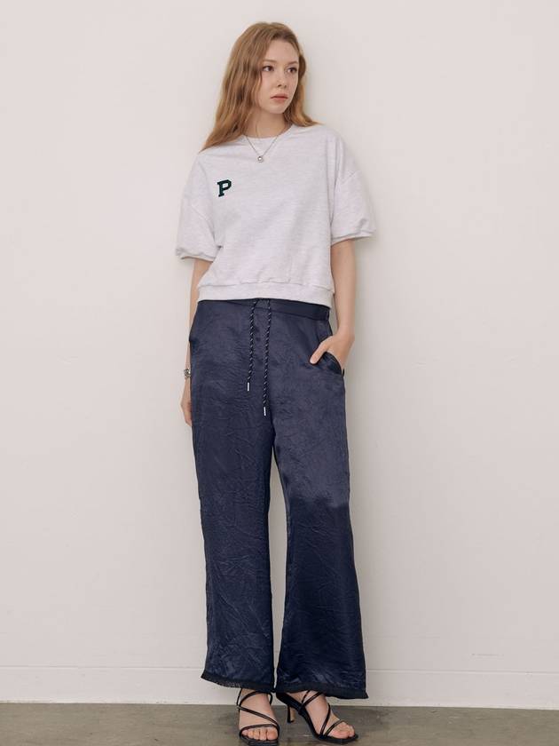 Women's Crop Summer Short Sleeve Sweatshirt Grey - PRETONE - BALAAN 4