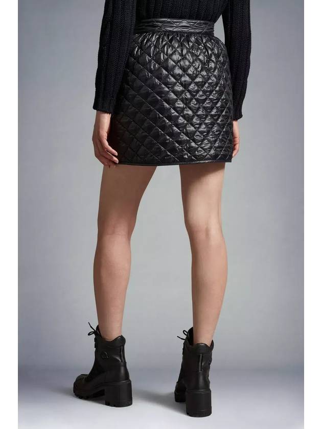 Women's Quilted Logo Patch Mini A-Line Skirt Black - MONCLER - BALAAN 3