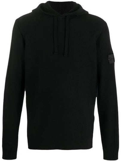 Men's Shadow Project Wappen Patch Hooded Ribbed Knit Top Black - STONE ISLAND - BALAAN 2