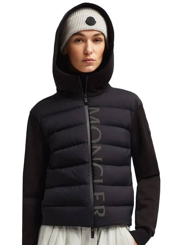 Padded Cotton Zip-Up Hoodie Black - MONCLER - BALAAN 3