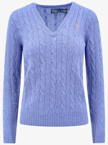 Kimberly Pony Logo Embroidered Cable Sweater Blue - POLO RALPH LAUREN - BALAAN 1