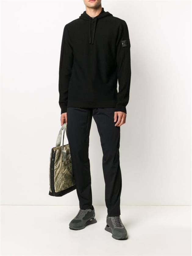Men's Shadow Project Wappen Patch Hooded Ribbed Knit Top Black - STONE ISLAND - BALAAN 6