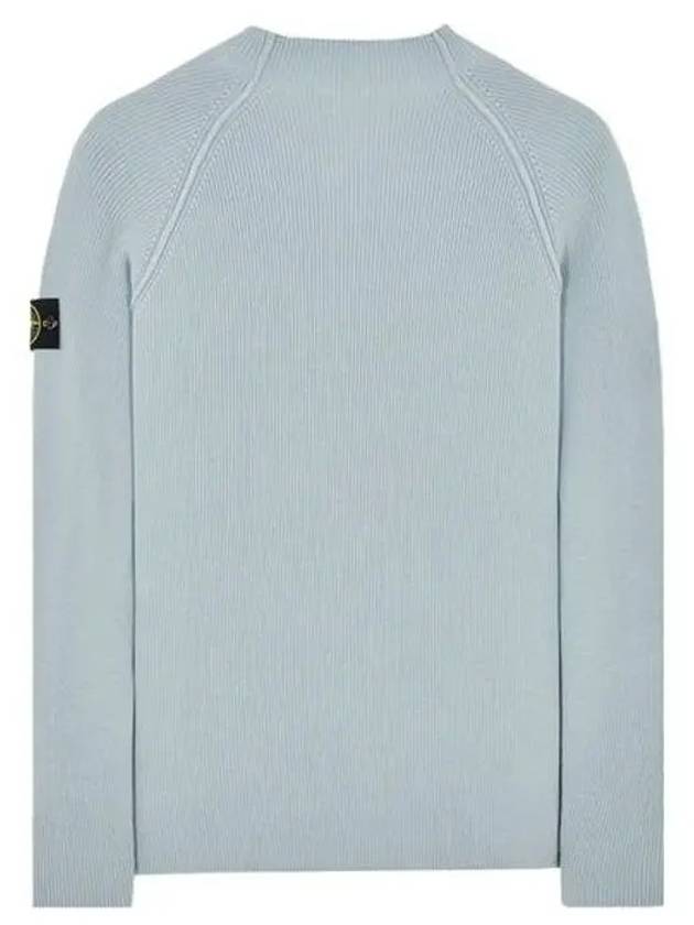 Compass Round Neck Knit Top Blue - STONE ISLAND - BALAAN 3