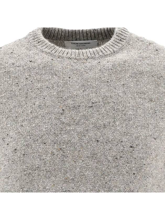 Donegal 4-Bar Striped Crew Neck Wool Knit Top Light Grey - THOM BROWNE - BALAAN 5