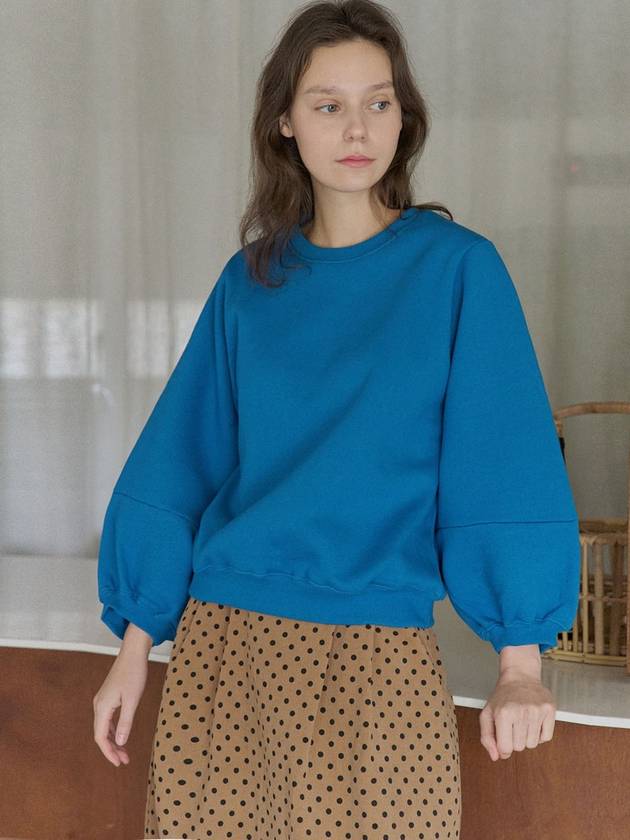 Round Volume Sleeve Brushed Sweatshirt Blue - AVANT-G - BALAAN 7