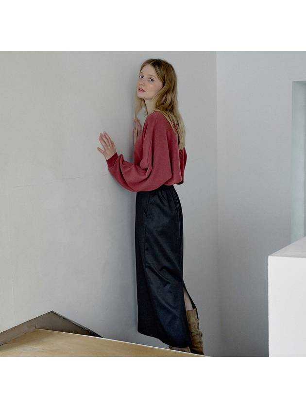 Back Slit Crop Knit Long Sleeve T-Shirt Brick - AVANT-G - BALAAN 4