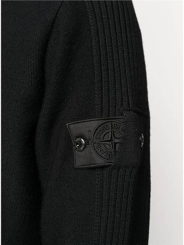 Men's Shadow Project Wappen Patch Hooded Ribbed Knit Top Black - STONE ISLAND - BALAAN 5