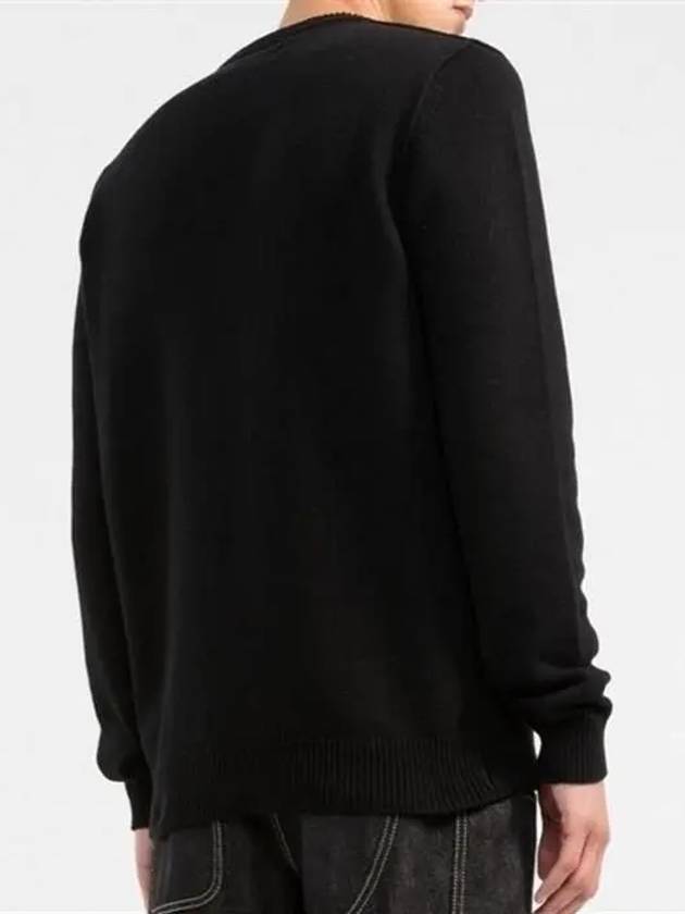 Wappen Patch Crew Neck Wool Knit Top Black - STONE ISLAND - BALAAN 4