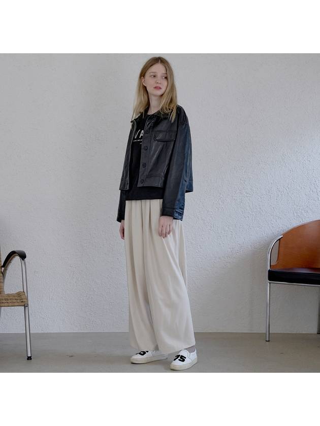 Poly Spandex Wide Banding Pants Cream - AVANT-G - BALAAN 3