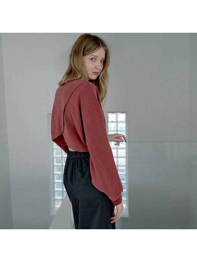Back Slit Crop Knit Long Sleeve T-Shirt Brick - AVANT-G - BALAAN 8