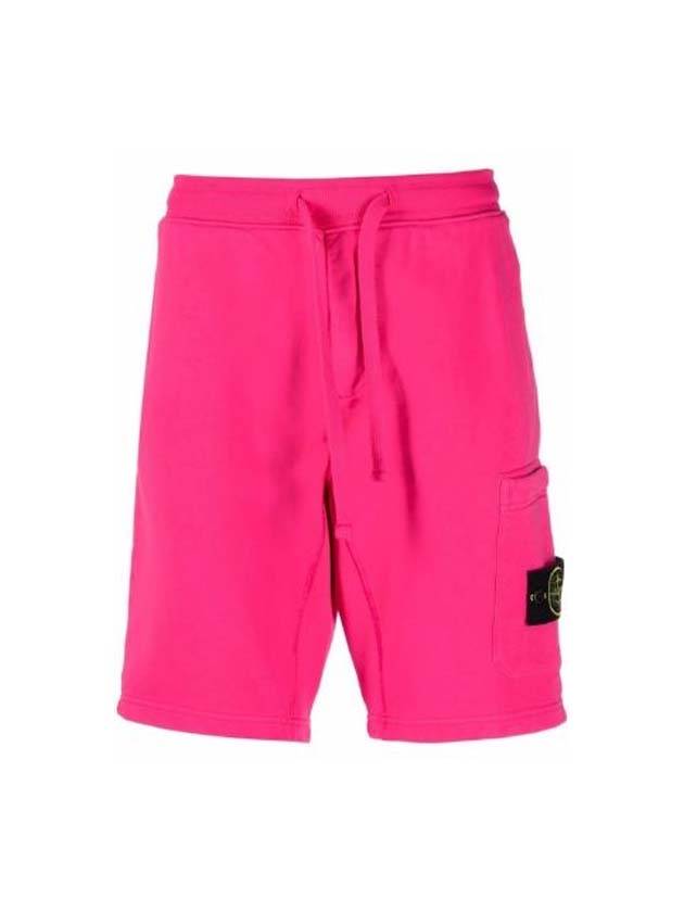 Wappen Patch Fleece Bermuda Shorts Pink - STONE ISLAND - BALAAN 1