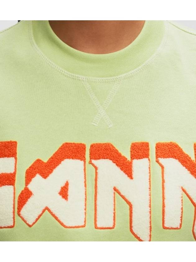Isoli Logo Print Crew Neck Sweatshirt Green - GANNI - BALAAN 4