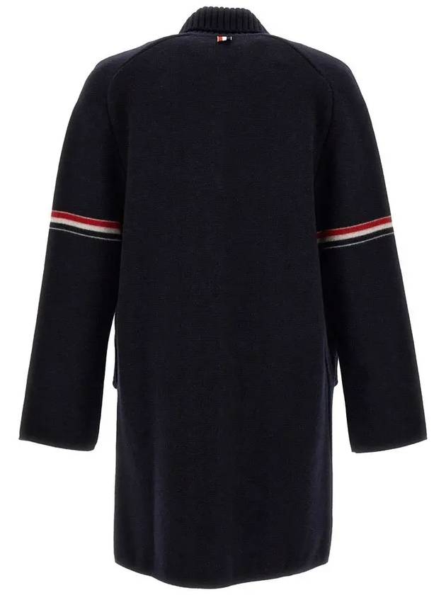 Arm Banding Striped Car Voile Wool Single Coat Navy - THOM BROWNE - BALAAN 4