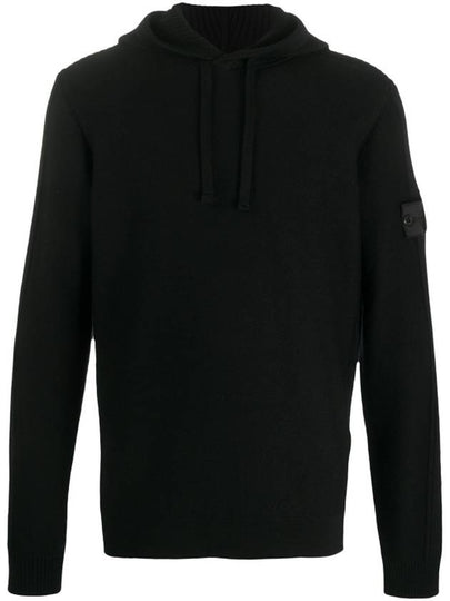 Men's Shadow Project Wappen Patch Hooded Ribbed Knit Top Black - STONE ISLAND - BALAAN 2