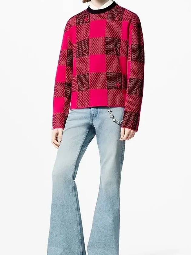Damier Wool Crewneck Knit Top Red - LOUIS VUITTON - BALAAN 3