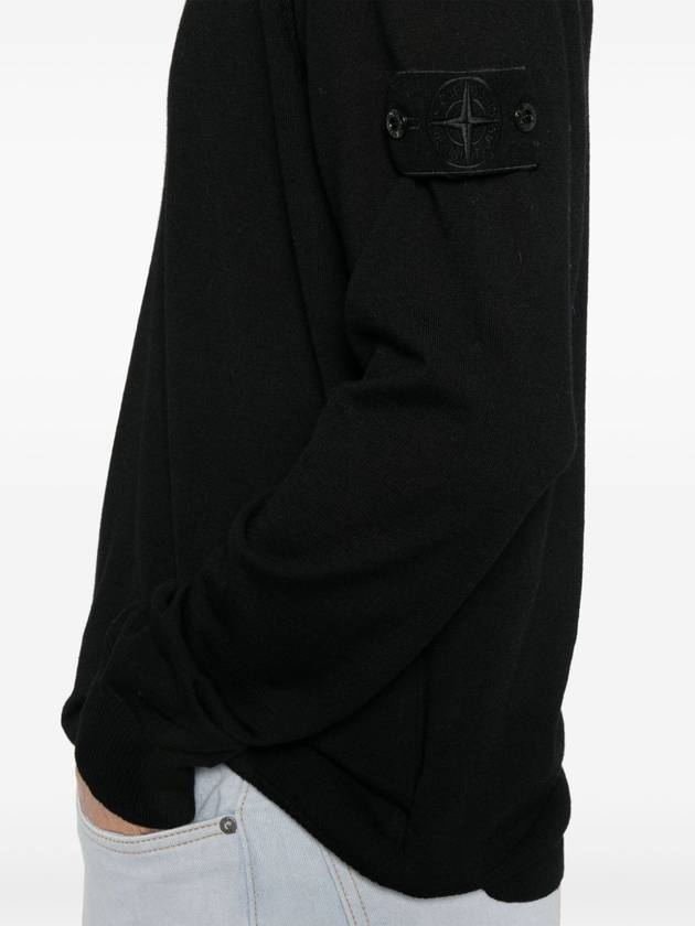 Compass Badge Knit Top Black - STONE ISLAND - BALAAN 7