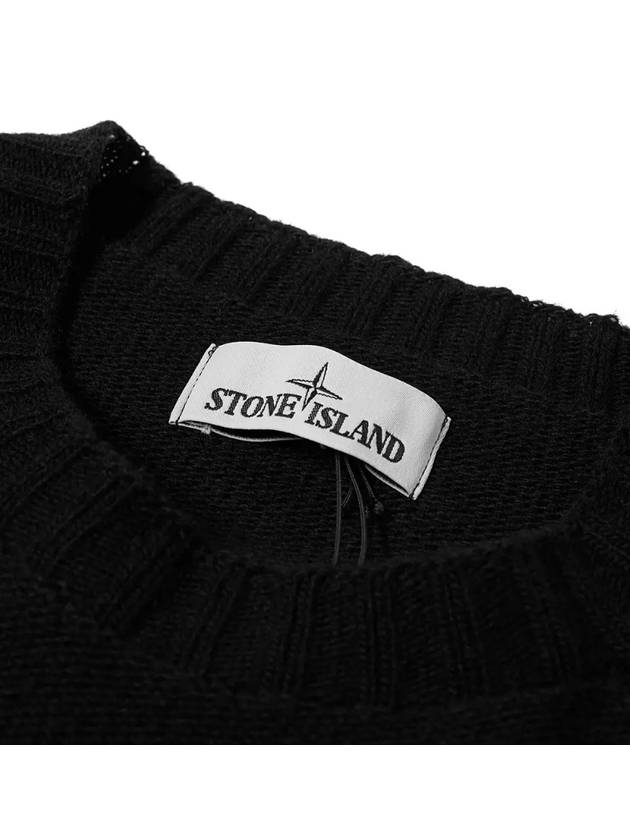 Wappen Patch Round Neck Wool Knit Top Black - STONE ISLAND - BALAAN 6