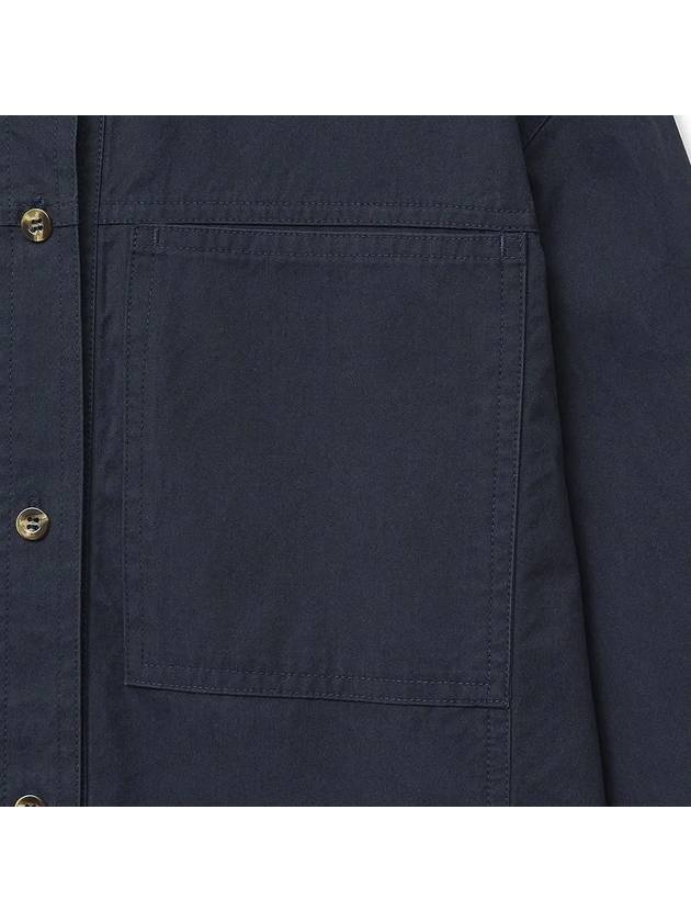 Cotton Overfit Work Shirt Navy - NOIRER FOR WOMEN - BALAAN 6