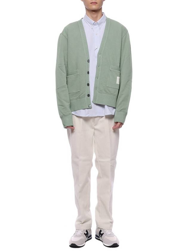 Garment Dyed V Neck Cardigan Green - THOM BROWNE - BALAAN 4