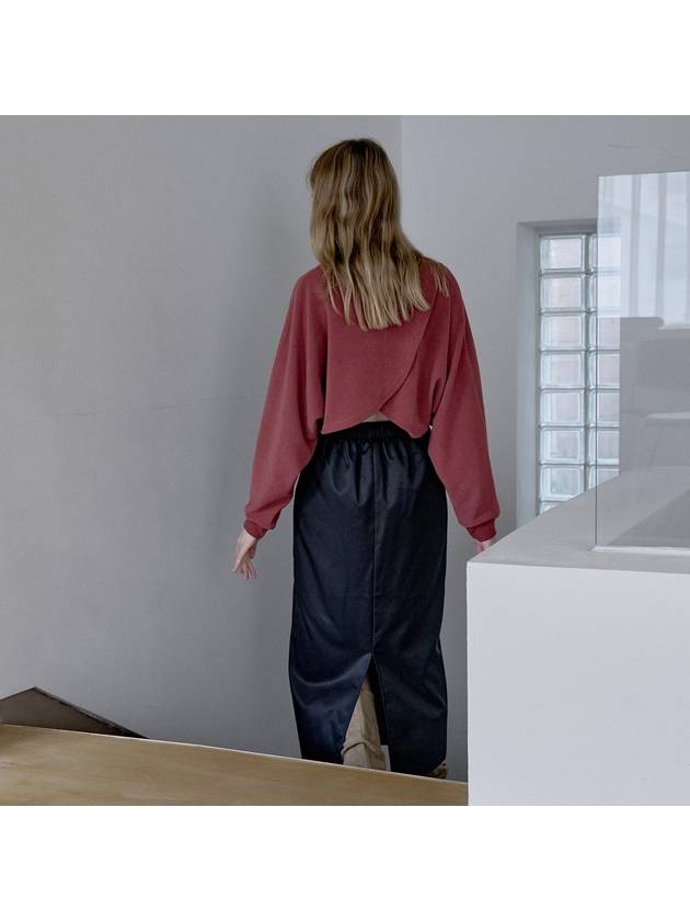 Back Slit Crop Knit Long Sleeve T-Shirt Brick - AVANT-G - BALAAN 3