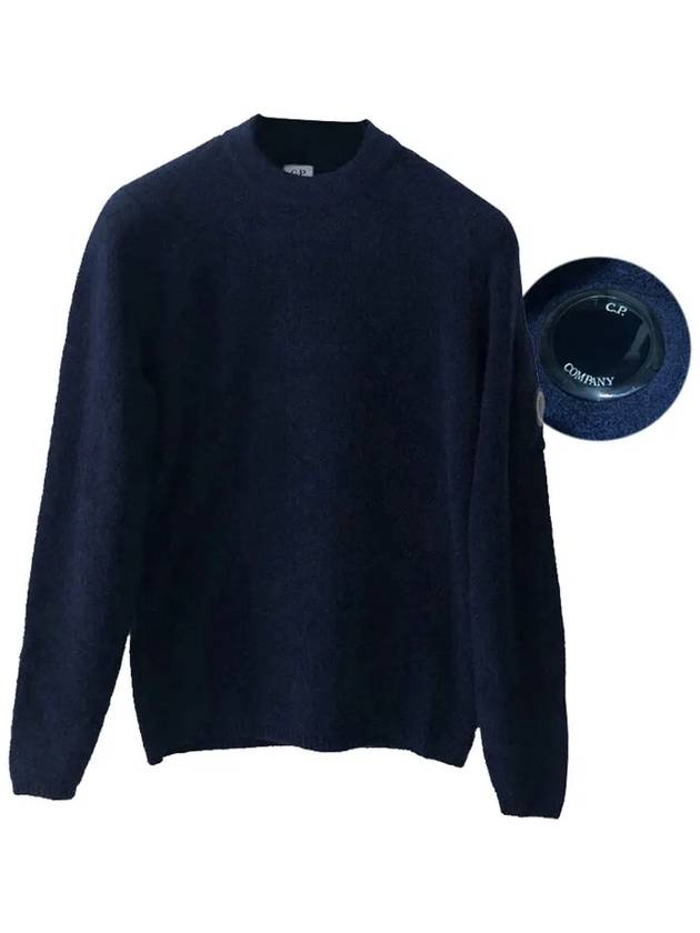 Stretch Alpaca Wool Lens Crew Neck Knit Top Navy - CP COMPANY - BALAAN 3