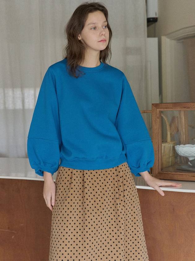 Round Volume Sleeve Brushed Sweatshirt Blue - AVANT-G - BALAAN 6