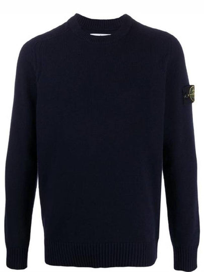 Wappen Patch Round Neck Knit Top Dark Navy - STONE ISLAND - BALAAN 2