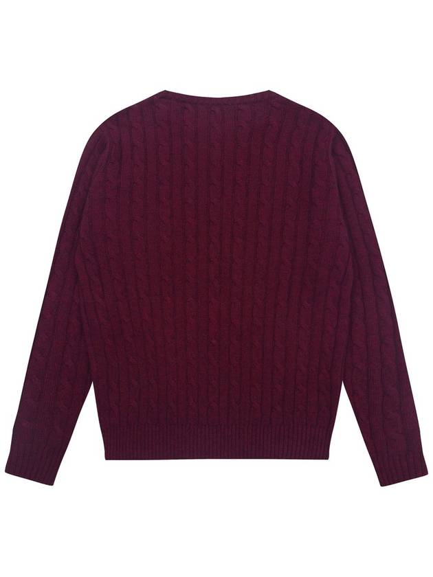 Round Cable Knit Top Wine - SOLEW - BALAAN 3