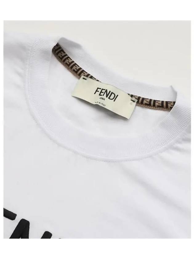 Embroided Logo Cotton Short Sleeve T-Shirt White - FENDI - BALAAN 5