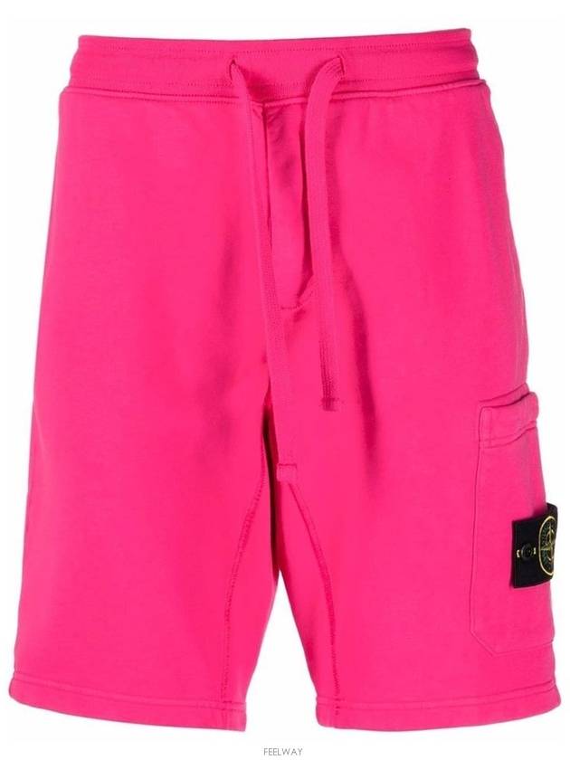 Wappen Patch Fleece Bermuda Shorts Pink - STONE ISLAND - BALAAN 2