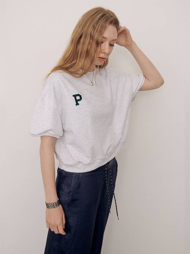 Women's Crop Summer Short Sleeve Sweatshirt Grey - PRETONE - BALAAN 3