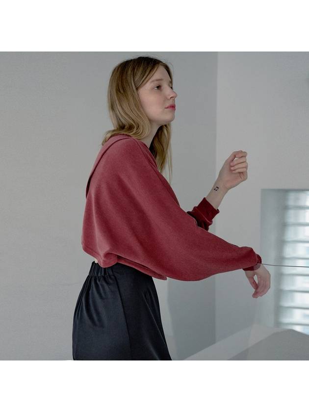 Back Slit Crop Knit Long Sleeve T-Shirt Brick - AVANT-G - BALAAN 7