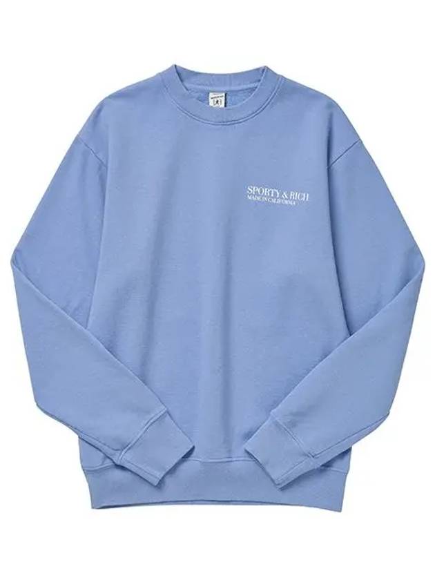 California Crew Neck Cotton Sweatshirt Light Blue - SPORTY & RICH - BALAAN 3