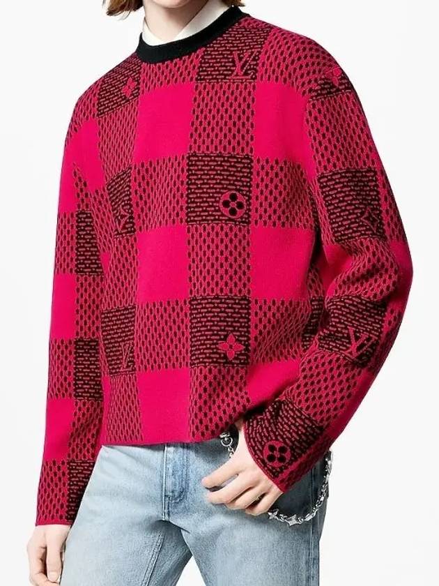 Damier Wool Crewneck Knit Top Red - LOUIS VUITTON - BALAAN 5