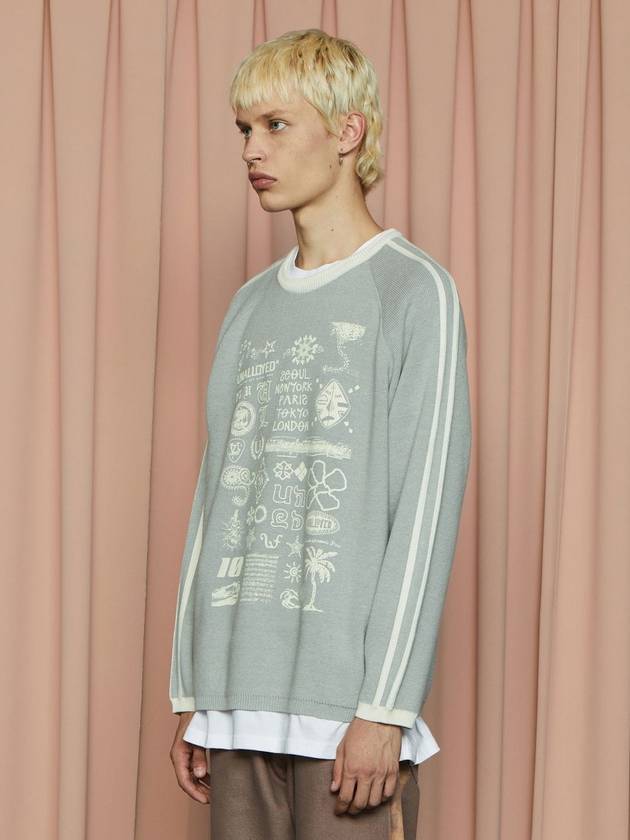 Line Graphic Knit Top Grey - UNALLOYED - BALAAN 3