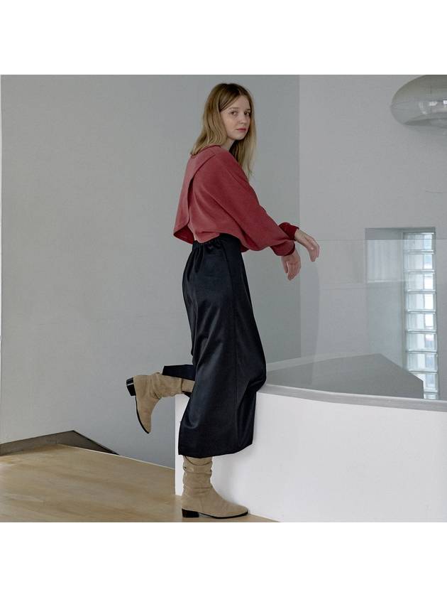 Back Slit Crop Knit Long Sleeve T-Shirt Brick - AVANT-G - BALAAN 6