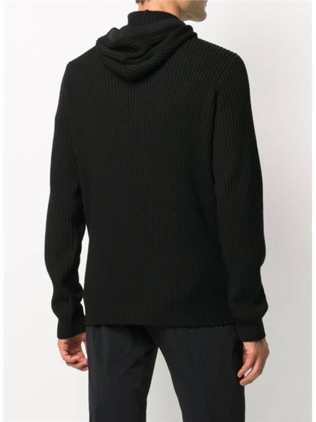 Men's Shadow Project Wappen Patch Hooded Ribbed Knit Top Black - STONE ISLAND - BALAAN 4