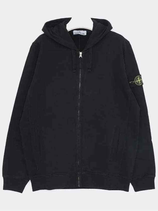 Logo Cotton Zip-Up Hoodie Black - STONE ISLAND - BALAAN 3