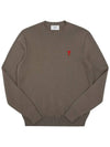 Men's Mini Heart Logo Merino Wool Knit Top Brown - AMI - BALAAN 6