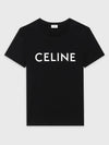 Logo Print Cotton Short Sleeve T-shirt Black - CELINE - BALAAN 4