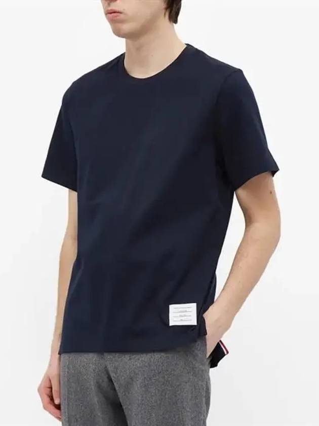 Men's Side Slit Relaxed Short Sleeve T-Shirt Navy - THOM BROWNE - BALAAN 5