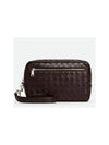 Intrecciato Zipper Leather Pouch Bag Brown - BOTTEGA VENETA - BALAAN 3