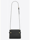 Manhattan Mini Embossed Gold-Tone Logo Leather Cross Bag Black - SAINT LAURENT - BALAAN 6