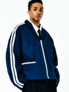 Satin Trimmed Padded Racing Jacket NAVY - C.O.M.E - BALAAN 2